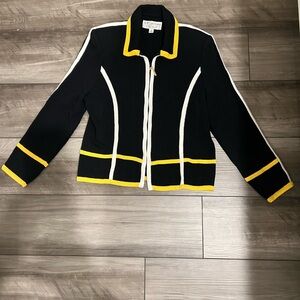 St. John Black Jacket with White and Yellow Accents